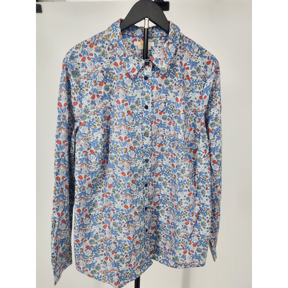 Boden Women Blue Floral Cotton Button Down Shirt T0896 Size US 20/22R